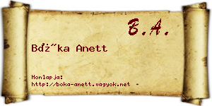 Bóka Anett névjegykártya